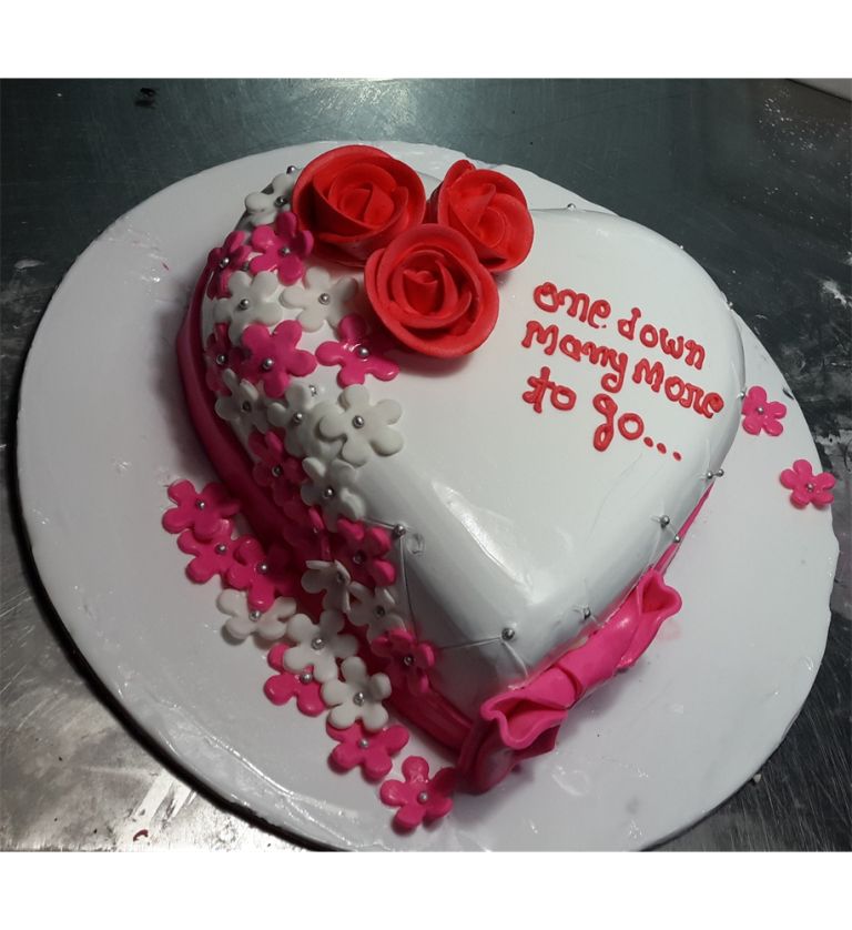 Pink  White  Theme Heart Shape Cake